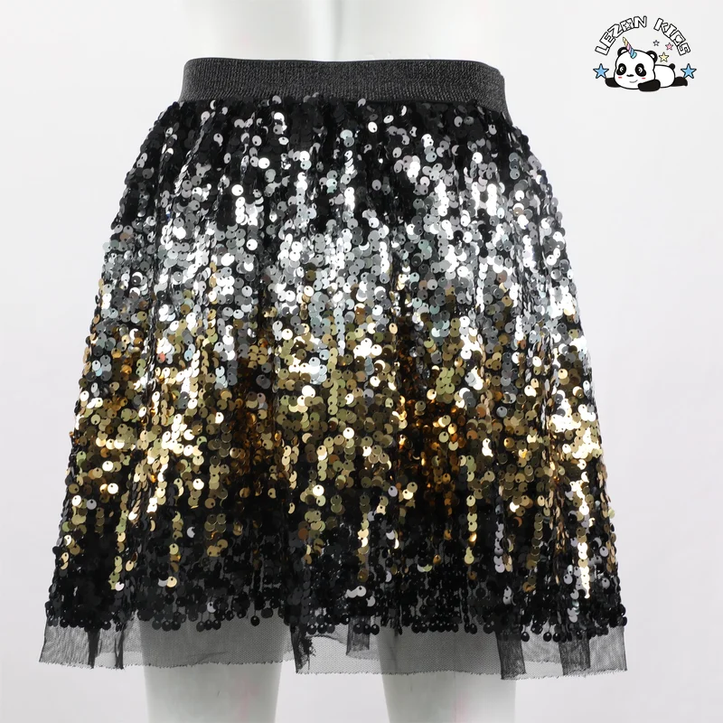 LEZONKIDS - 2024 High Quality customized Summer Season Sequin Patches Skirt Child party girls skirts for kids